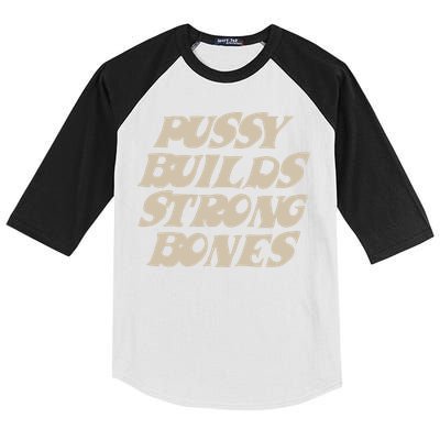 Pussy Builds Strong Bones Kids Colorblock Raglan Jersey