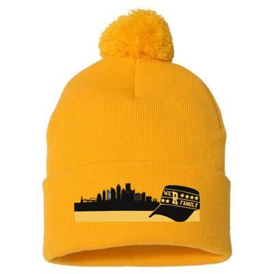 Pittsburgh Baseball Skyline We Are Family Pom Pom 12in Knit Beanie