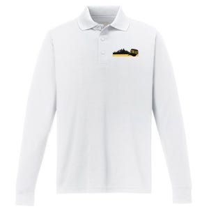 Pittsburgh Baseball Skyline We Are Family Performance Long Sleeve Polo