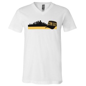 Pittsburgh Baseball Skyline We Are Family V-Neck T-Shirt