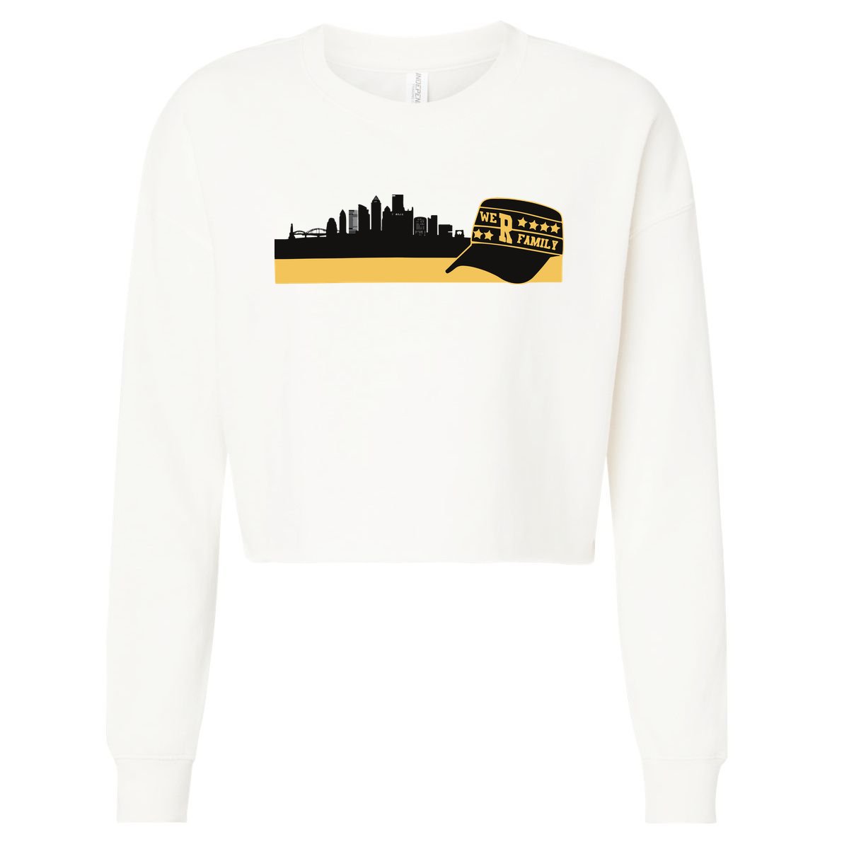 Pittsburgh Baseball Skyline We Are Family Cropped Pullover Crew