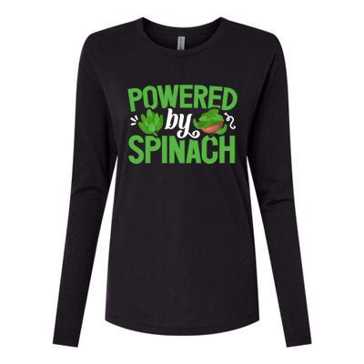 Powered By Spinach Funny Vegan Veggies Vegetable Farmer Funny Gift Womens Cotton Relaxed Long Sleeve T-Shirt