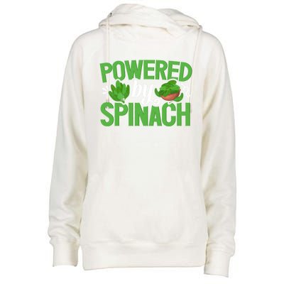 Powered By Spinach Funny Vegan Veggies Vegetable Farmer Funny Gift Womens Funnel Neck Pullover Hood