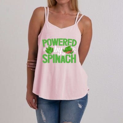 Powered By Spinach Funny Vegan Veggies Vegetable Farmer Funny Gift Women's Strappy Tank