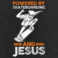 Powered by skateboarding and jesus 7 Panel Mesh Trucker Snapback Hat