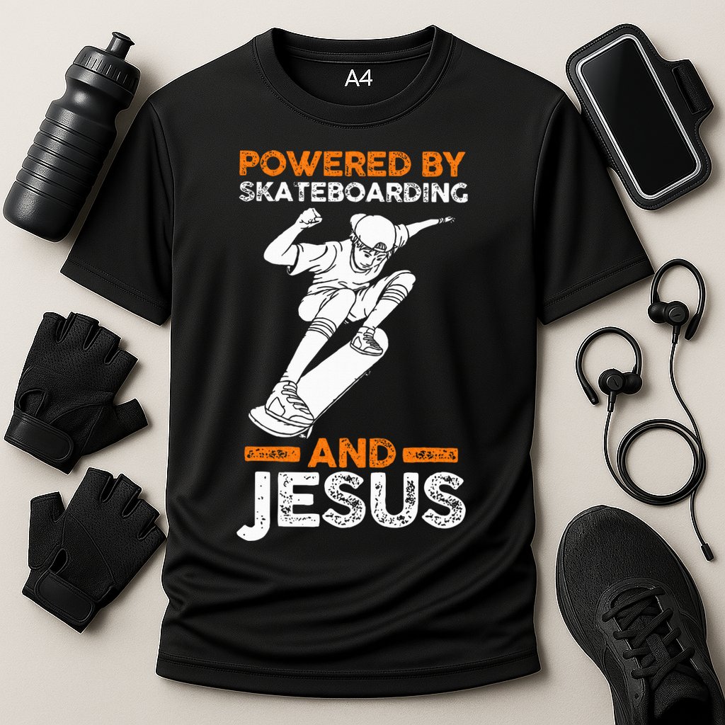 Powered by skateboarding and jesus Cooling Performance Crew T-Shirt