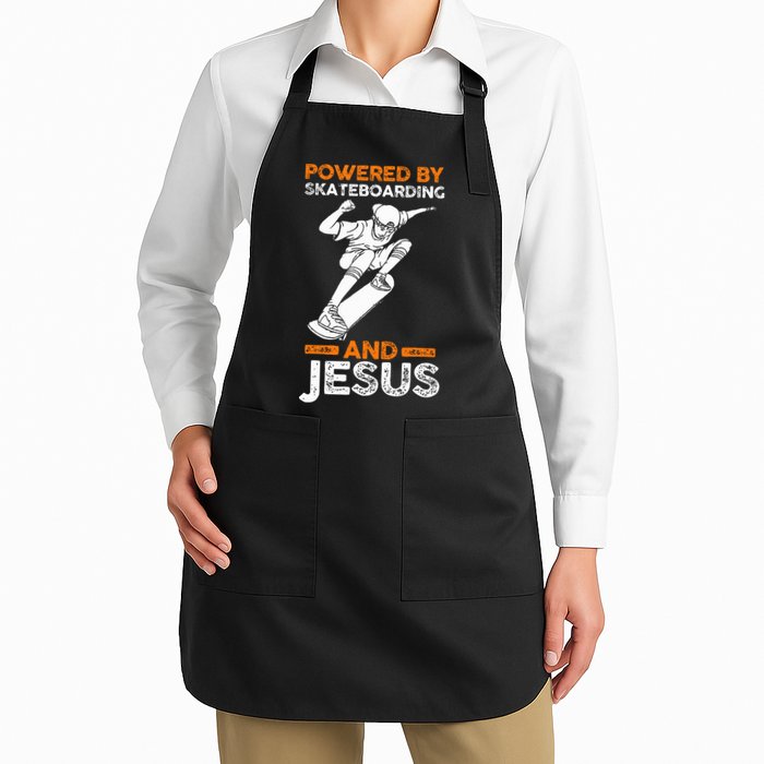 Powered by skateboarding and jesus Apron