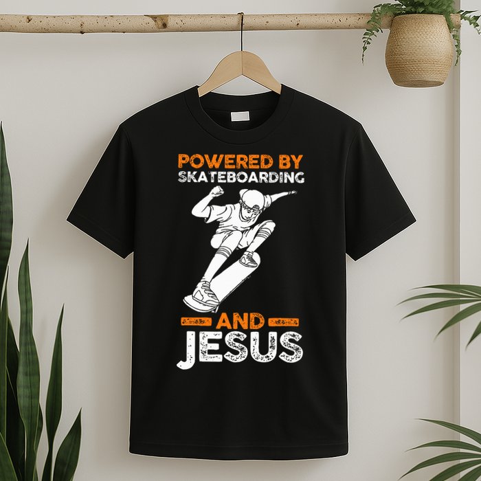 Powered by skateboarding and jesus T-Shirt