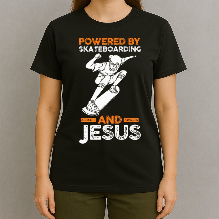 Powered by skateboarding and jesus T-Shirt