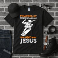 Powered by skateboarding and jesus Tall T-Shirt