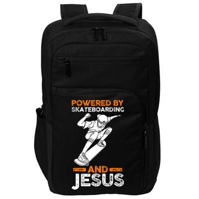 Powered by skateboarding and jesus Impact Tech Backpack