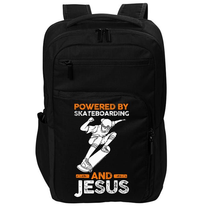 Powered by skateboarding and jesus Impact Tech Backpack