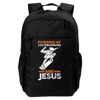 Powered by skateboarding and jesus Backpack