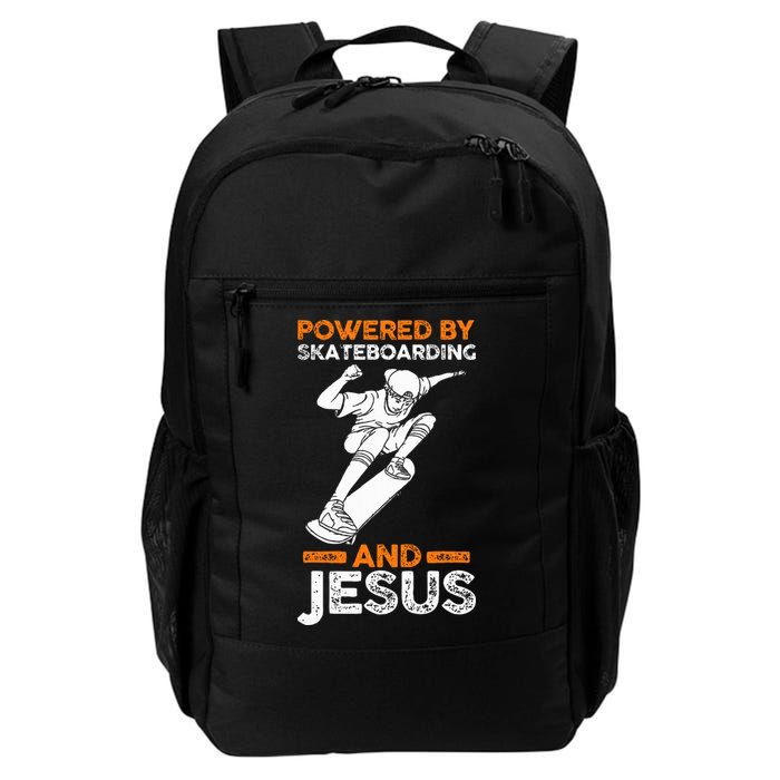 Powered by skateboarding and jesus Backpack