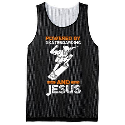 Powered by skateboarding and jesus Mesh Reversible Basketball Jersey Tank