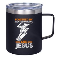 Powered by skateboarding and jesus 12oz Stainless Steel Coffee Mug