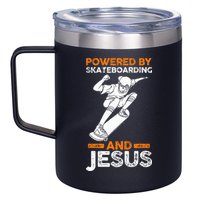 Powered by skateboarding and jesus 12oz Stainless Steel Coffee Mug