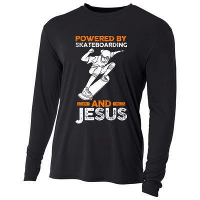Powered by skateboarding and jesus Cooling Performance Long Sleeve Crew