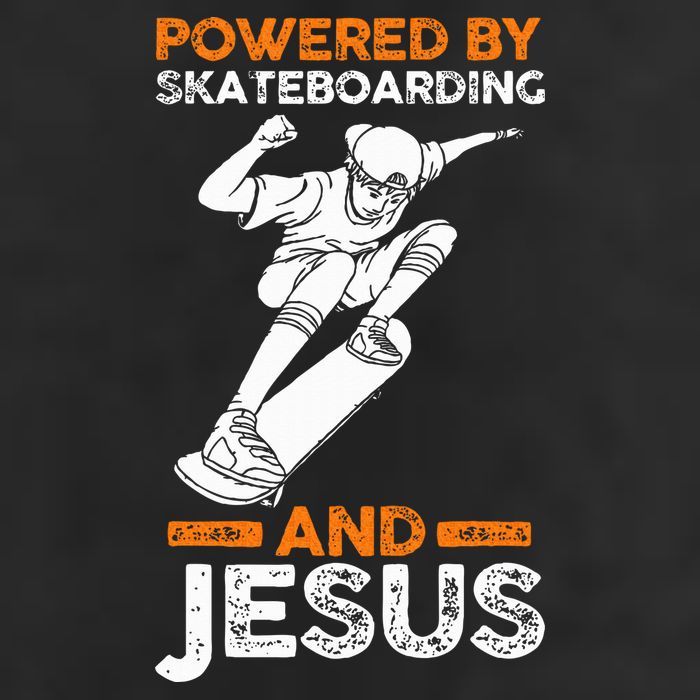 Powered by skateboarding and jesus Golf Towel