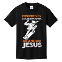 Powered by skateboarding and jesus Kids T-Shirt