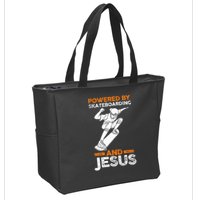 Powered by skateboarding and jesus Zip Tote Bag