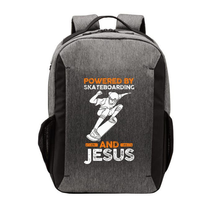 Powered by skateboarding and jesus Vector Backpack