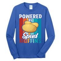 Powered By Spud Muffins Great Gift Vegan Veggie Gift Tall Long Sleeve T-Shirt