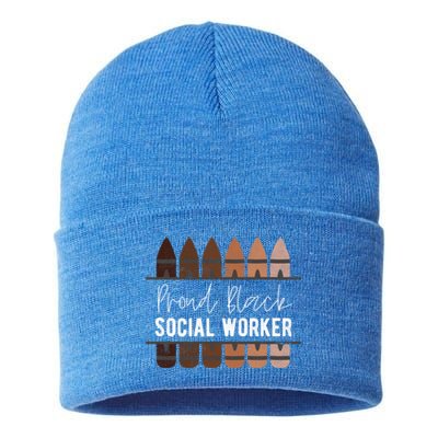 Proud Black Social Worker Black History Month Social Worker Cool Gift Sustainable Knit Beanie