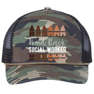 Proud Black Social Worker Black History Month Social Worker Cool Gift Retro Rope Trucker Hat Cap