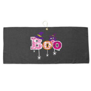 Pink Boo Spider WItch Hat Cute Scary Halloween Funny Large Microfiber Waffle Golf Towel