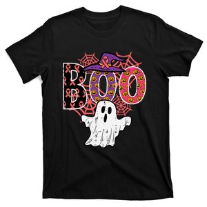 Pink Boo Spider Web Ghost Halloween Costume T-Shirt