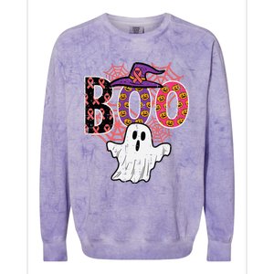 Pink Boo Spider Web Ghost Halloween Costume Colorblast Crewneck Sweatshirt