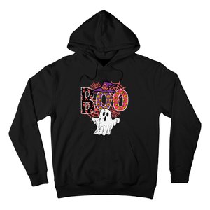 Pink Boo Spider Web Ghost Halloween Costume Hoodie