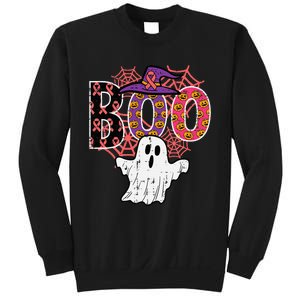 Pink Boo Spider Web Ghost Halloween Costume Sweatshirt