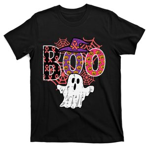 Pink Boo Spider Web Ghost Halloween Costume T-Shirt