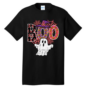 Pink Boo Spider Web Ghost Halloween Costume Tall T-Shirt