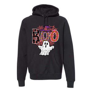 Pink Boo Spider Web Ghost Halloween Costume Premium Hoodie