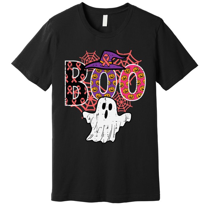 Pink Boo Spider Web Ghost Halloween Costume Premium T-Shirt