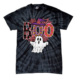 Pink Boo Spider Web Ghost Halloween Costume Tie-Dye T-Shirt