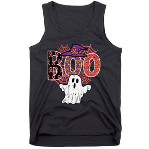 Pink Boo Spider Web Ghost Halloween Costume Tank Top