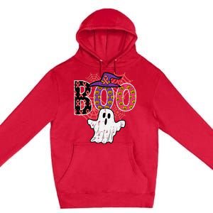 Pink Boo Spider Web Ghost Halloween Costume Premium Pullover Hoodie