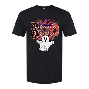 Pink Boo Spider Web Ghost Halloween Costume Softstyle CVC T-Shirt