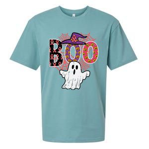 Pink Boo Spider Web Ghost Halloween Costume Sueded Cloud Jersey T-Shirt