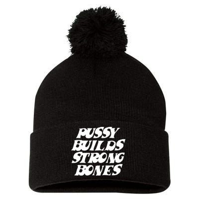 Pussy Builds Strong Bones Pom Pom 12in Knit Beanie
