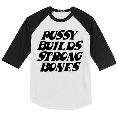 Pussy Builds Strong Bones Kids Colorblock Raglan Jersey
