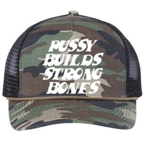 Pussy Builds Strong Bones Retro Rope Trucker Hat Cap