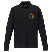 Pelican Bird Sun Retro Vintage 80s Gift Beach Tropical Performance Long Sleeve Polo