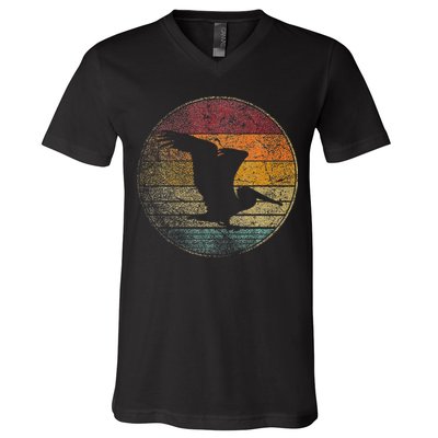 Pelican Bird Sun Retro Vintage 80s Gift Beach Tropical V-Neck T-Shirt