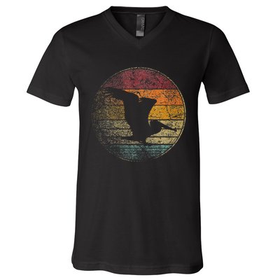 Pelican Bird Sun Retro Vintage 80s Gift Beach Tropical V-Neck T-Shirt