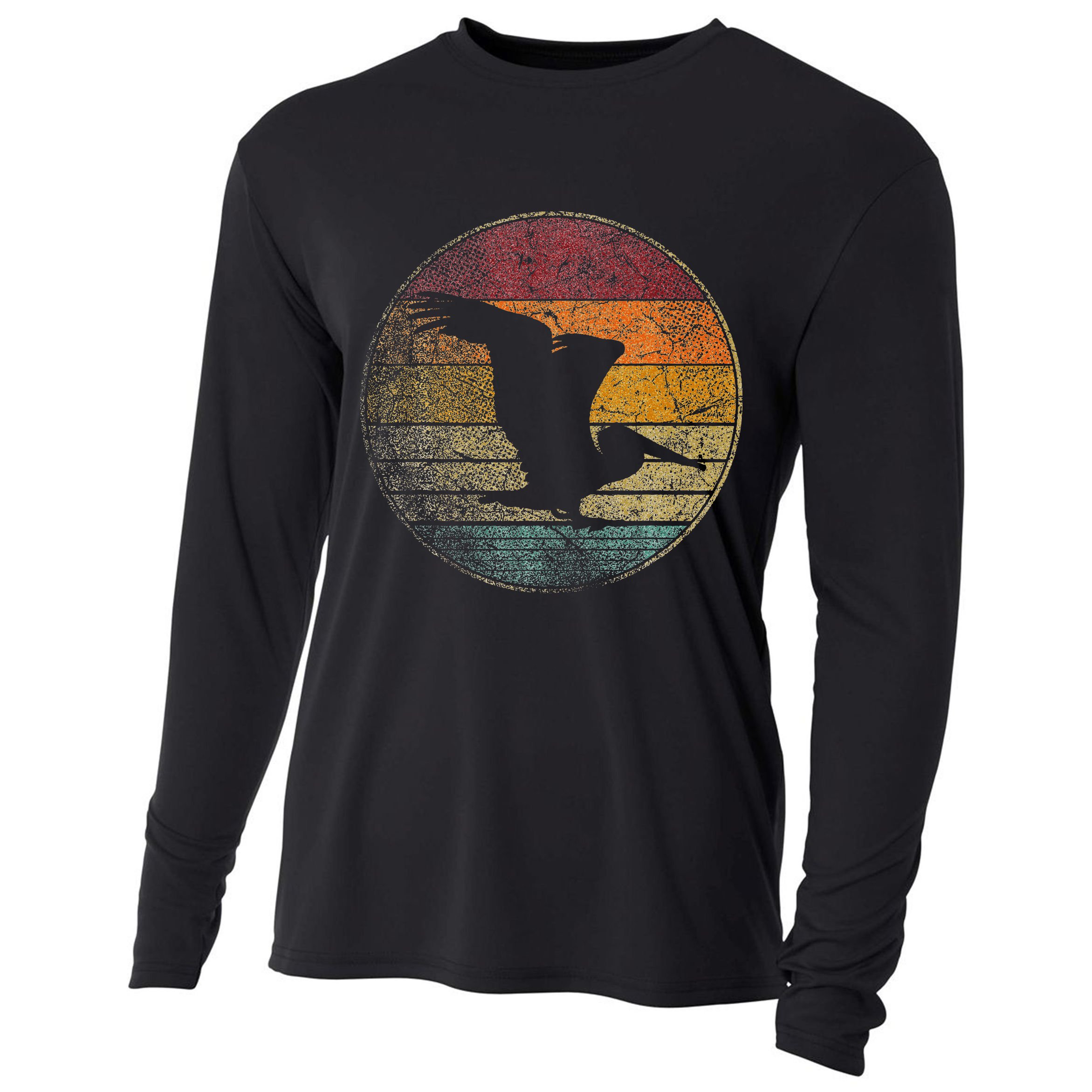 Pelican Bird Sun Retro Vintage 80s Gift Beach Tropical Cooling Performance Long Sleeve Crew